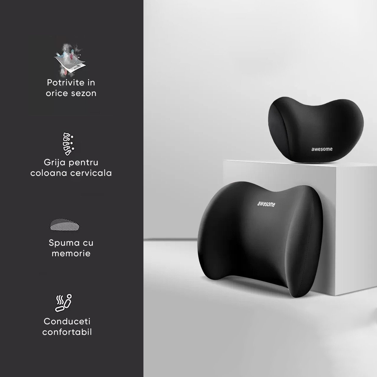 Awesome Memory Foam Car Neck and Lumbar Support Pillows (or Cushions)"