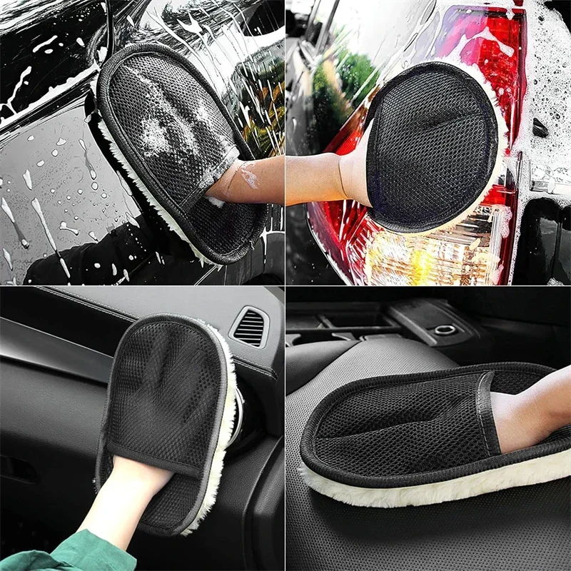 Microfiber Wool Soft Car Washing Glove – Gentle Care for Cars & Motorcycles