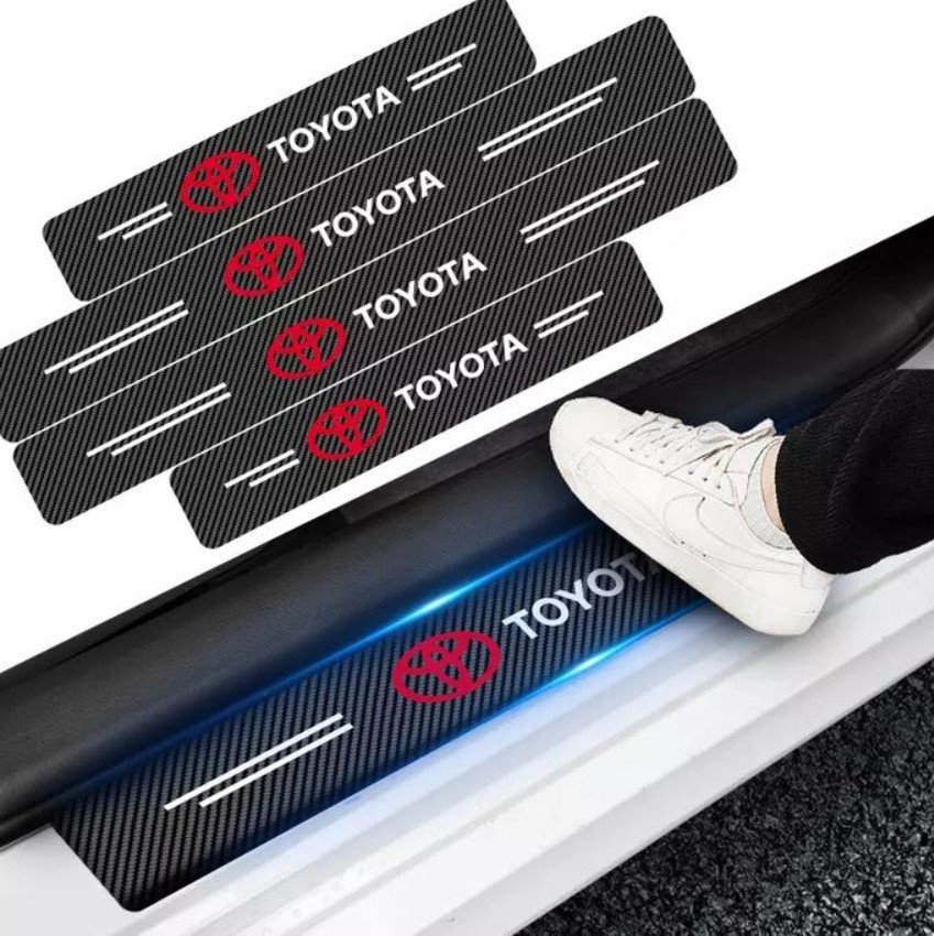 Toyota Nissan Honda Waterproof Carbon Door Sill Protector 4Pcs